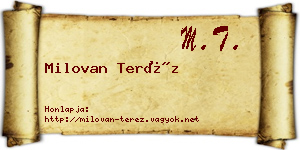 Milovan Teréz névjegykártya